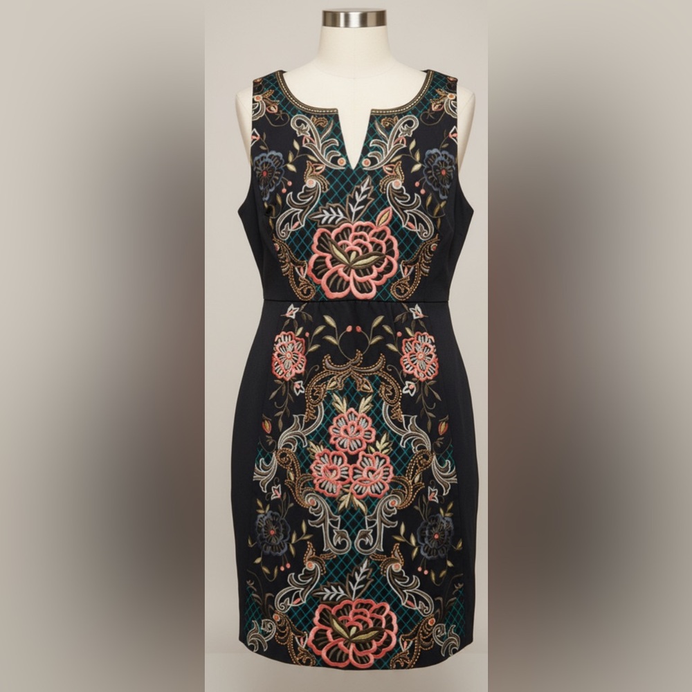Anthropology Moulinette Soeurs Embroidered Black Dress. Fully lined. Size 0